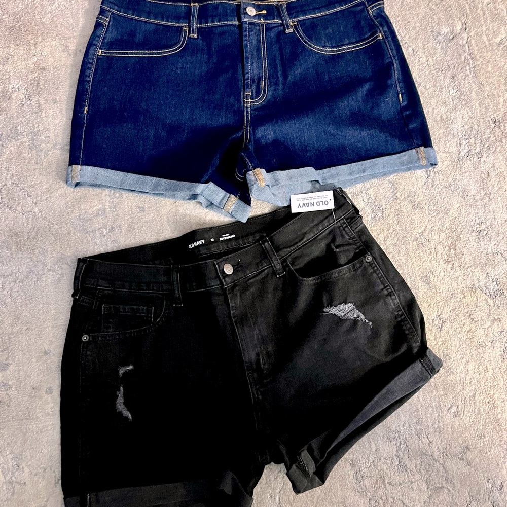 BNWT, (3) Size 12, mid rise, cuffed boyfriend jean shorts (black & denim)